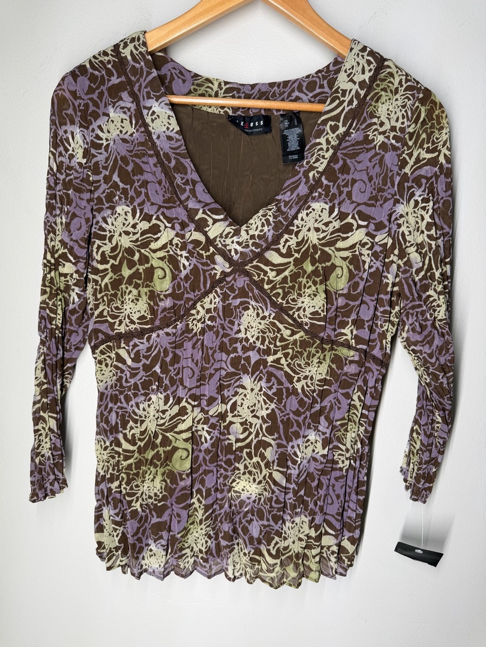 Vintage Y2K Axcess‎ Fairy Grunge Whimsigoth Boho Floral Empire Waist Top Earthy